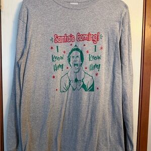 Gildan Gray Long Sleeve Christmas Tee